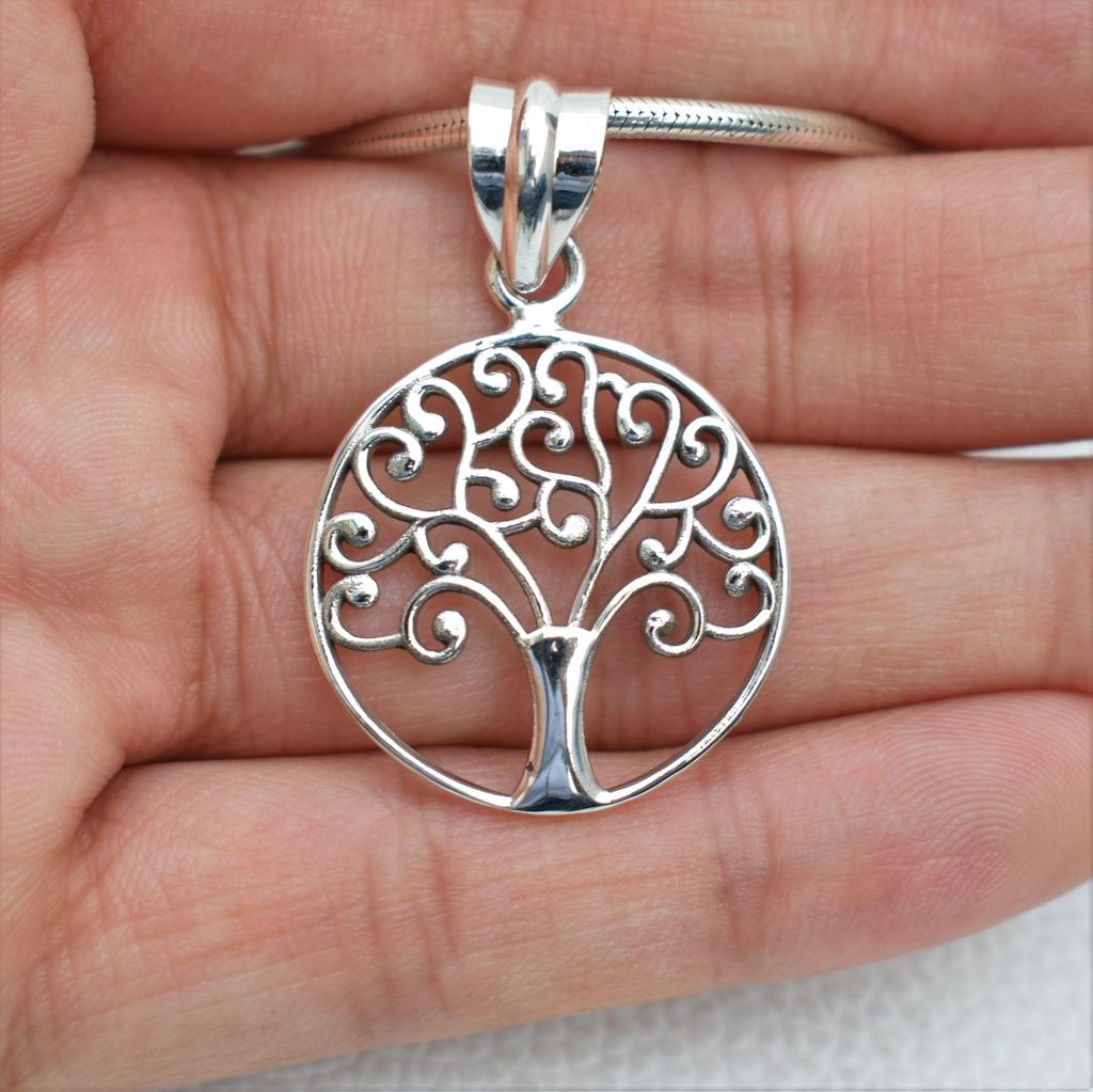 Handmade 925 Sterling Silver Tree of Life Pendant, Healing Jewelry