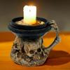 Halloween Skeleton Candle Holder Craft Skull Candlestick Resin Ornaments Bar Party Haunted House Horror Prop Desktop Porch Decor