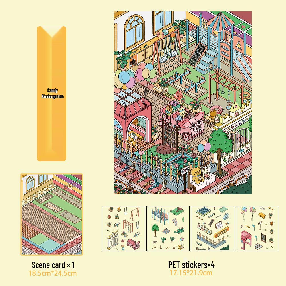 Micro Ink 3D Cartoon Decompression Stickers for DIY Miniature Scene Journals