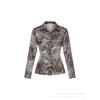 Elegante Camicia con Stampa Leopardo a Maniche Lunghe da Donna Larga Primavera Autunno Moda Ufficio Blusa Retro Collo a Revers Slim Top Casual Abbigliamento Femminile Semplice