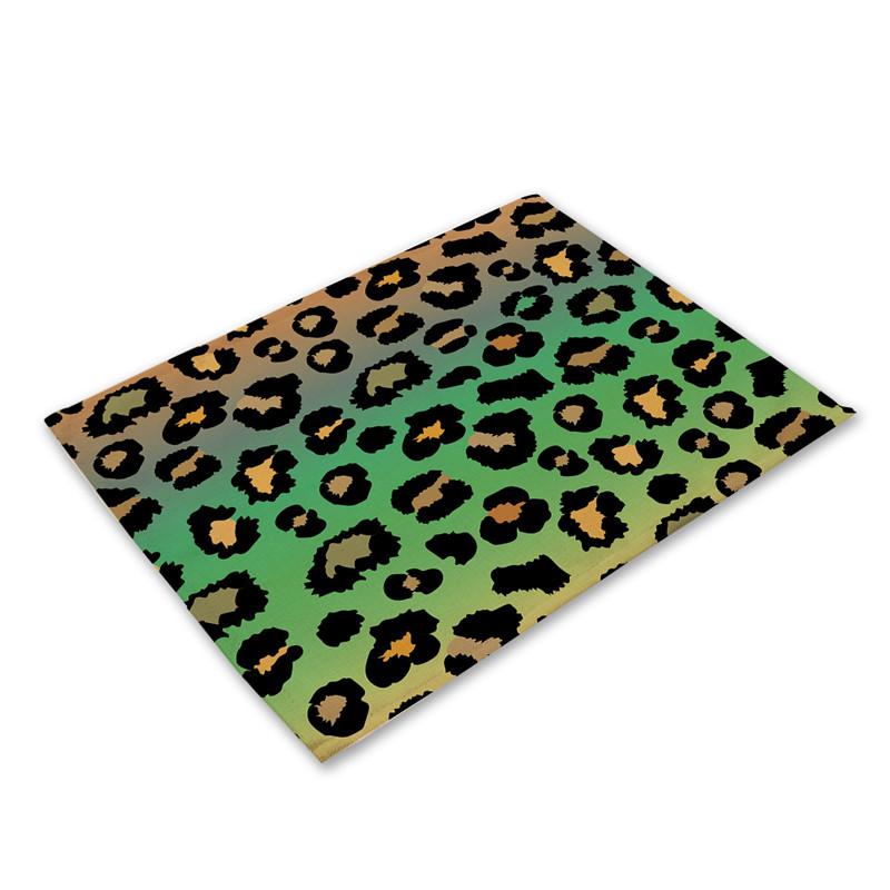 Anti-scalding Table Mats Leopard Print Linen Placemats For Kitchen Table Cup Coasters Placemat For Dining Table