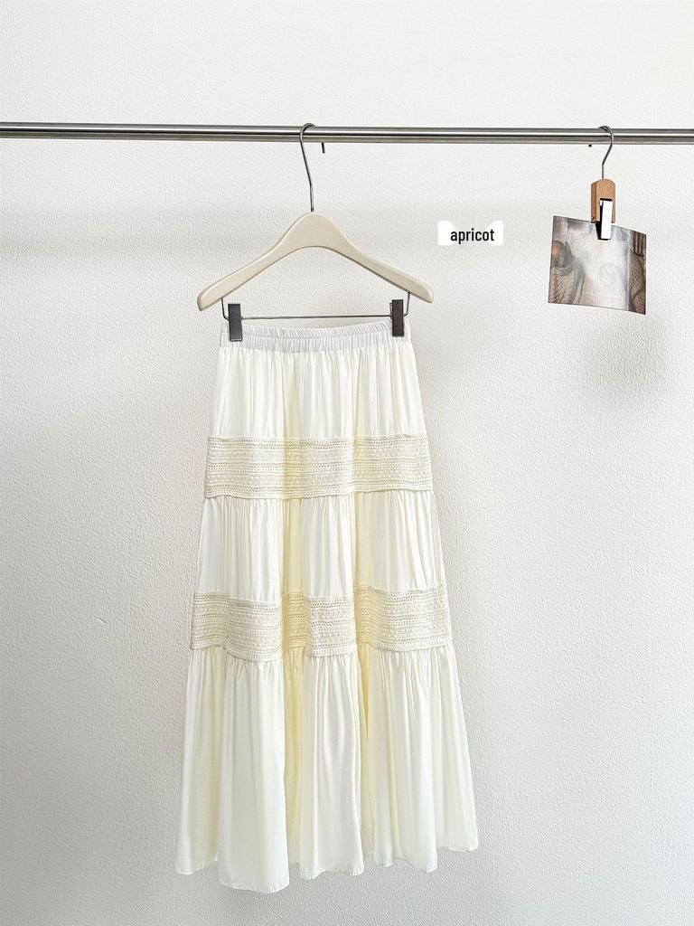 Women's Water-Soluble Lace A-Line Skirt - Spring/Summer 2026, Versatile Crochet Hollow Design