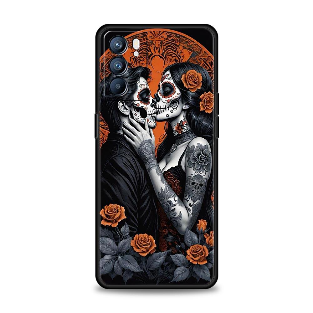 

Phone Case Cover For Oppo A17 A31 A54 A57 A78 A79 Find X5 X6 Reno 7 8 10 11 12 13 F Pro 5G Soft TPU Shell Skeleton Love Skull Oppo Find X6 Pro