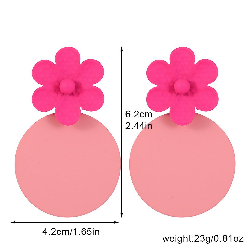 Transgraniczna gorąca wyprzedaż letnie słodkie małe świeże kolczyki kolczyki nowe okrągłe kwiatowe splicing blacha żelazna malowanie wyczucie designu