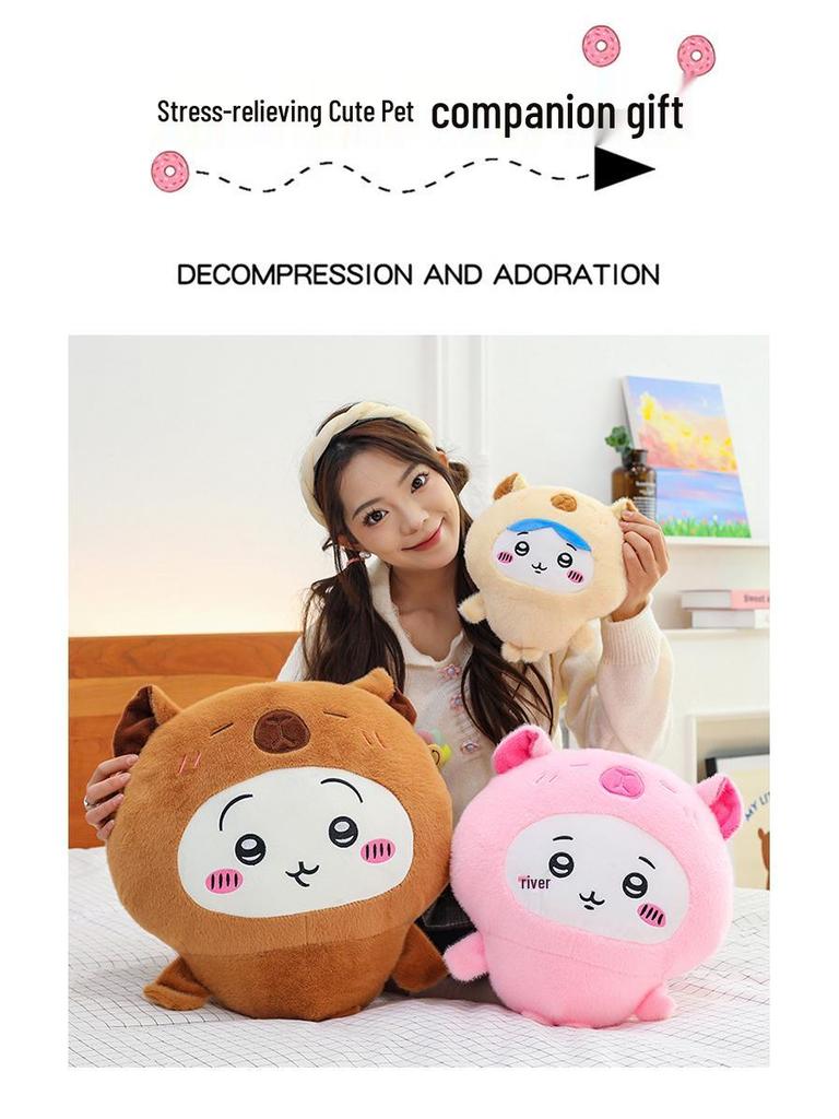 Chiikawa Capybara & Hachiware Usagi Plush Pillow - Kids' Birthday Gift