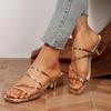Mode 2025 Neue Goldene High Heel Pantoletten für Damen Sommer Mode Eckige Zehenpartie Klobiger Absatz Sandalen Frau Komfort Slip On Sandalias Mujer