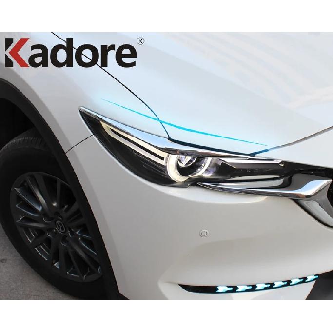 Front Head Light Lamp Eyebrow Cover Trim For Mazda CX-5 CX5 KF 2017-2024 Carbon Fiber Car Headlight Eyelid Strip Accessories