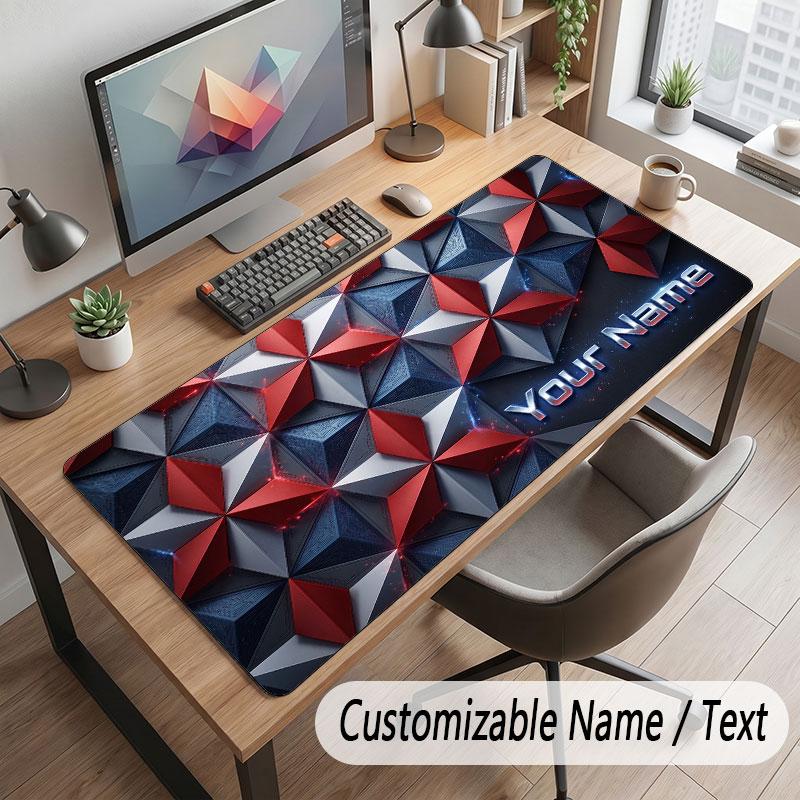 Abstract Geometric Theme Customized Mouse Pad Personalized Print Name Text Desk Mat For Home Office Table Decor