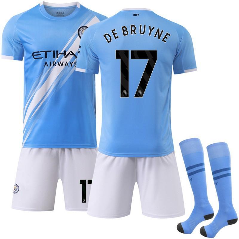 2526 Manchester City Home No. 9 Harland Football Jersey 17 De Braunet Children's Adult Sports Set