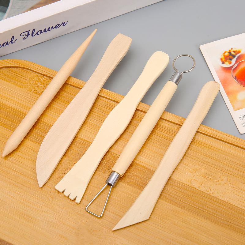 Ceramic Pottery Clay 5-Piece Sculpting Tool Set for DIY Art Projects.