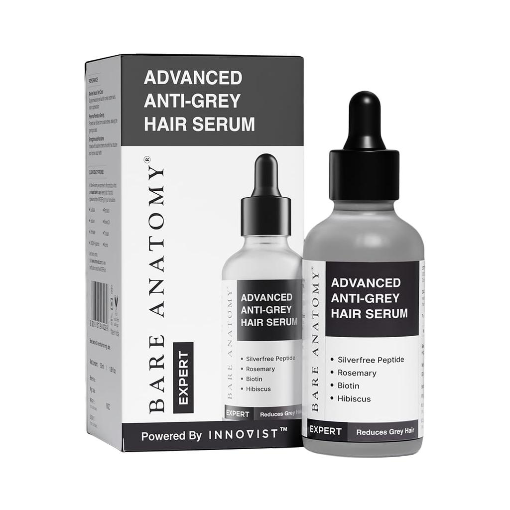 Bare Anatomy Advanced Anti-Grey Serum | Reduces Hair Greying | Fast Absorbing, Odorless, Non-Sticky 50ml + Anti Dandruff Shampoo 250 ml | Men and