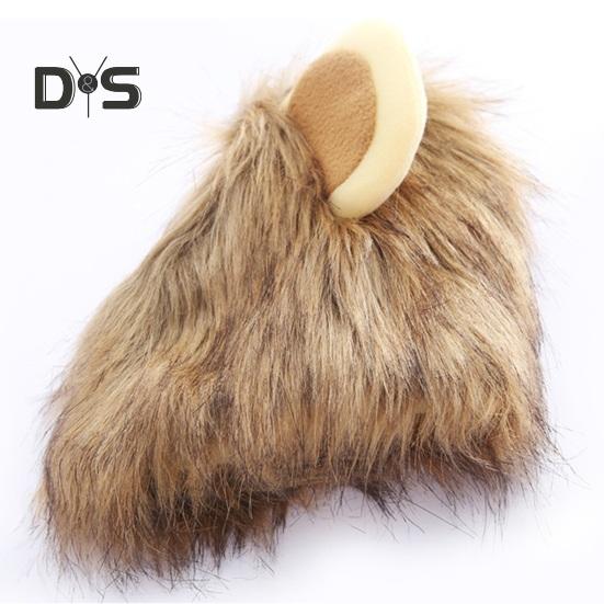 Lion Mane Wig for Dogs Fuzzy Pet Headgear with Ears Pet Dress-up Costume Plush Cat Hood for Halloween Christmas Party