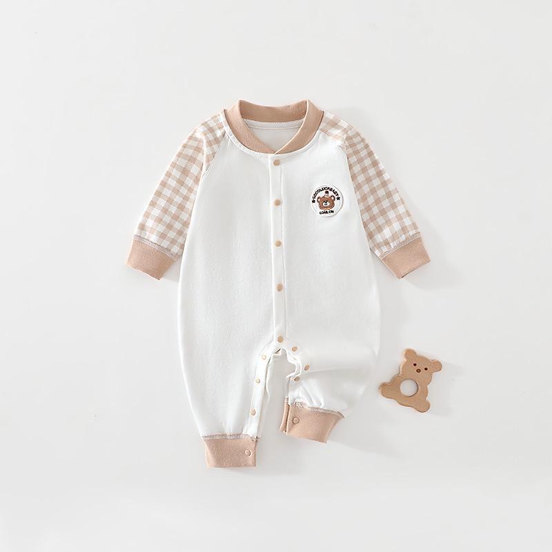 Spring/Autumn Pure Cotton Baby Bodysuit - Cartoon Long-Sleeve Crawling Pajamas for Newborns
