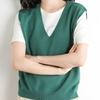 Dzianinowa kamizelka damska z koszulą Jednolity kolor Sweter kamizelka z dekoltem V Luźny Pulower Codzienna koszulka na ramiączko na jesień Damska kamizelka
