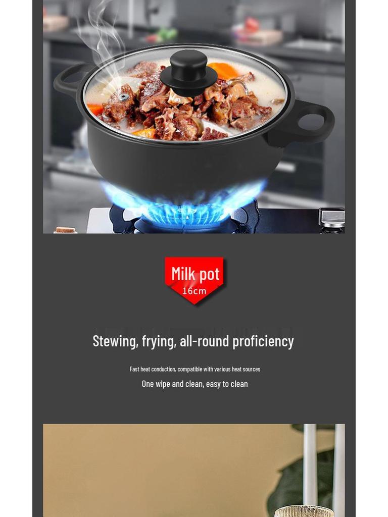 Thirteen-Piece Non-Stick Cookware Set: Includes Frying Pan, Soup Pot, Milk Pot, and Spatula