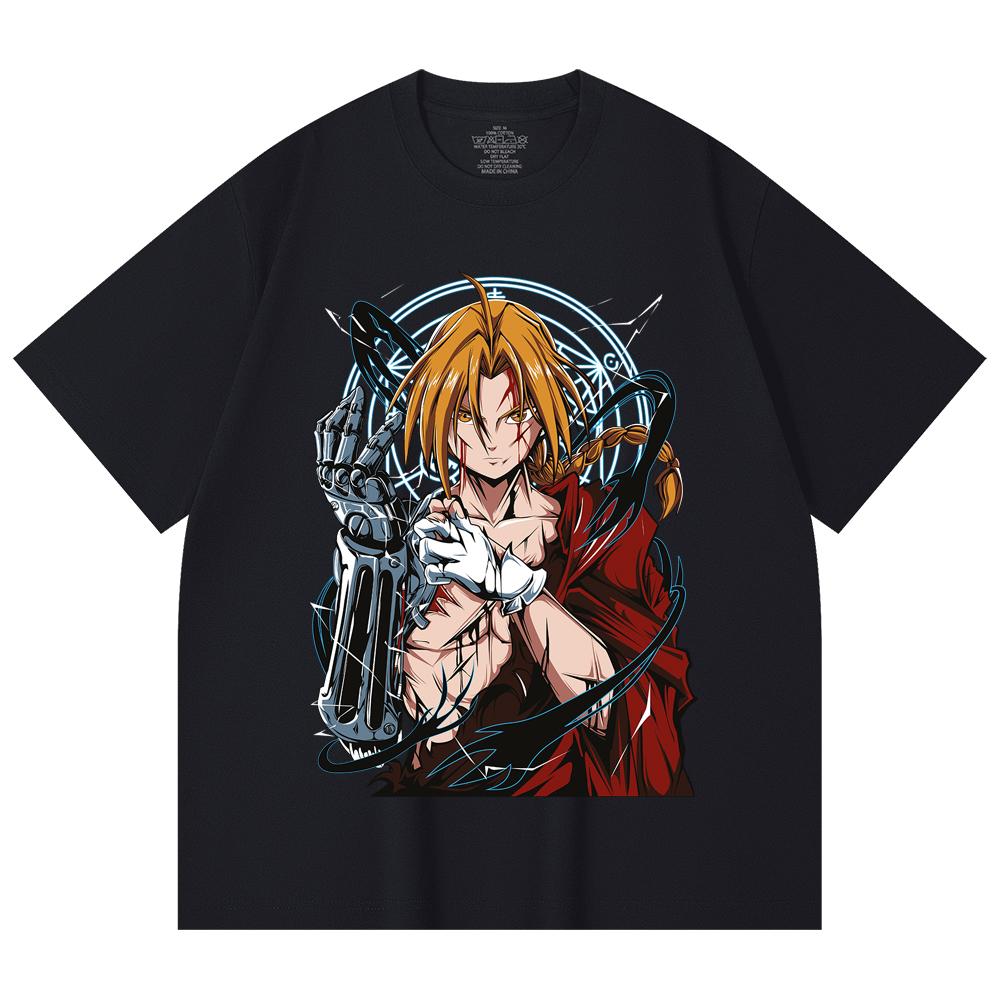 230 Gsm 100% Cotton Fullmetal Alchemist V6 Edward Print Unisex Heavy Cotton T Shirt