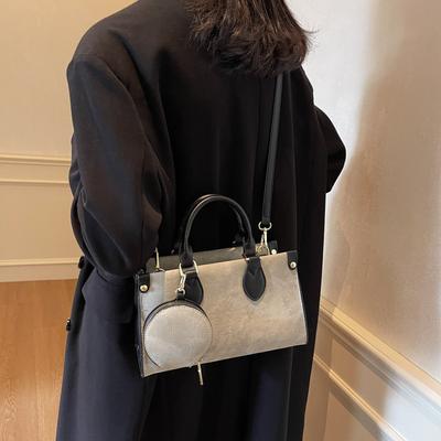 Contrasting Handbag Women's 2025 New Versatile Textured Foreign Tote Bag French Commuter High-end Crossbody Bag