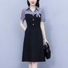 Summer Slimming Short Sleeve Dress with Pearl Splicing Youthful and Belly Covering