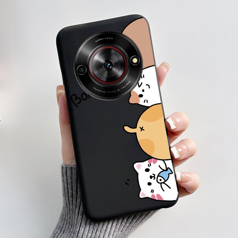Cute Cartoon Case For ZTE Blade A75 5G/Nubia Focus 5G/Nubia Calf 5G Printing Shell Protective Cover Soft Silicone Black Casing