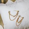18K Gold-Plated Tassel Double Layer Chain Stud Earrings for Women