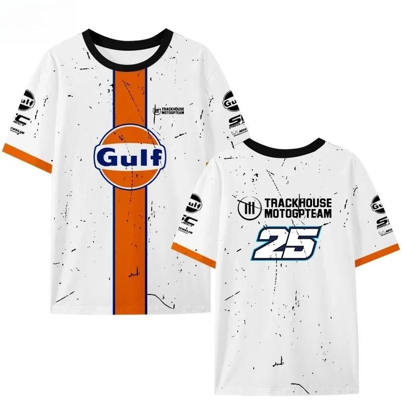 2025 Новый гоночный комбинезон команды Trackhouse Racing Gulf Oil для мотоциклов, быстросохнущая футболка с коротким рукавом, мужская 3D-печать M