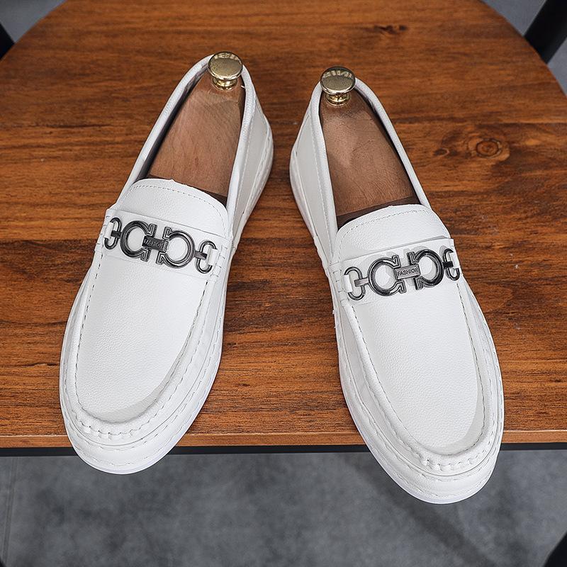 

Осенние мужские модные мужские повседневные кожаные туфли на толстой подошве, мужские ленивые туфли, обувь на одном педальном ходу, мягкая подошва, мягкая поверхность 44