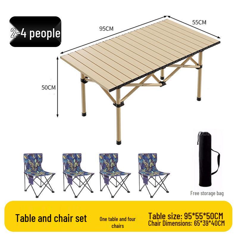 Outdoor Portable Folding Table & Chairs Set - Lightweight Roll-Up Table with Camping Seats