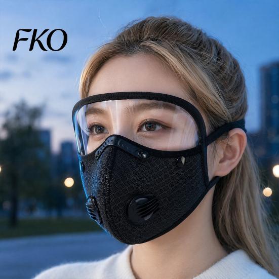 Staubmaske mit Filter, Radfahren Gesichts- & Atemschutzventil, Wiederverwendbare Anti-Beschlag-Schutzbrille mit Aktivkohle, Leichter Schutzschild für den Außenbereich