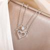 New Fashion Double Layer Love-shaped 925 Sterling Silver Personality Crystal Necklaces XL131