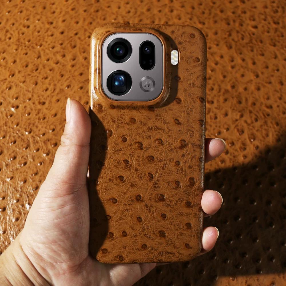 Ostrich Leather Case for OPPO Find X8 Ultra X8S X8 Ultra Business Premium Soft Leather Magnetic Anti Drop Cover
