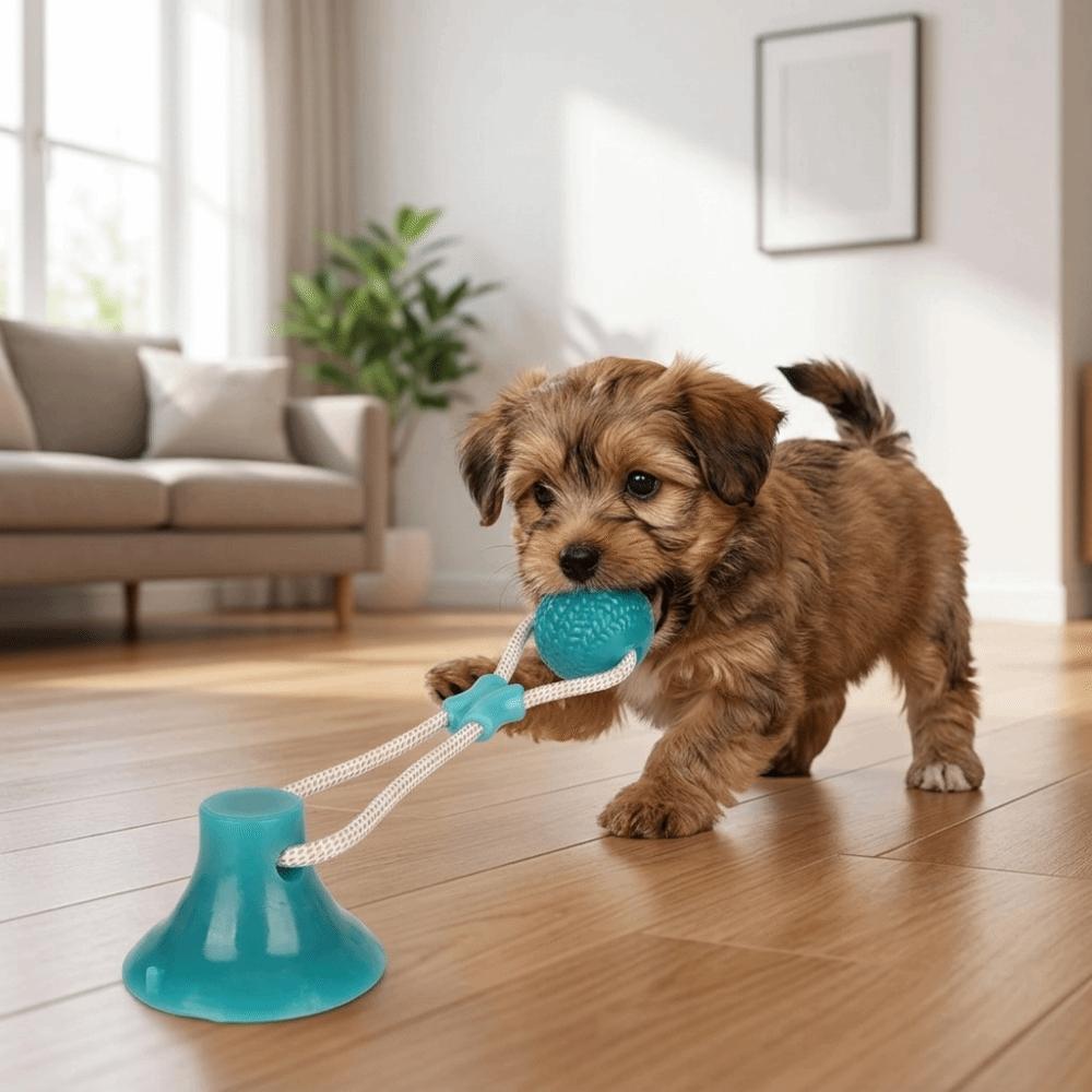 Flexible Rubber Dog Tug Rope Ball Braided Rope Dog Molar Chew Toy Self Play Pet Toy  Boredom Relief