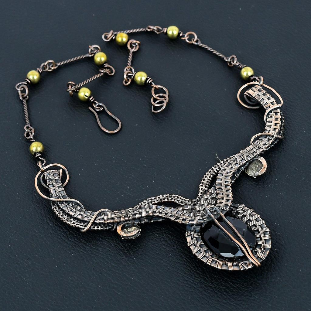 Black Spinel Necklace, 999 Copper Wire Wrapped Necklace Handmade Gemstone Jewelry, Gifts For Wife Brand New Necklace