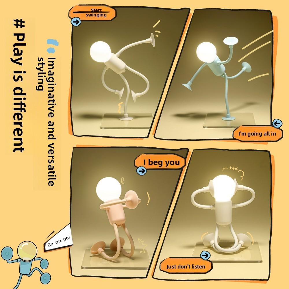 Shape Changeable Night Light Funny Sportsman Desk Lamp Button Versatile Battery