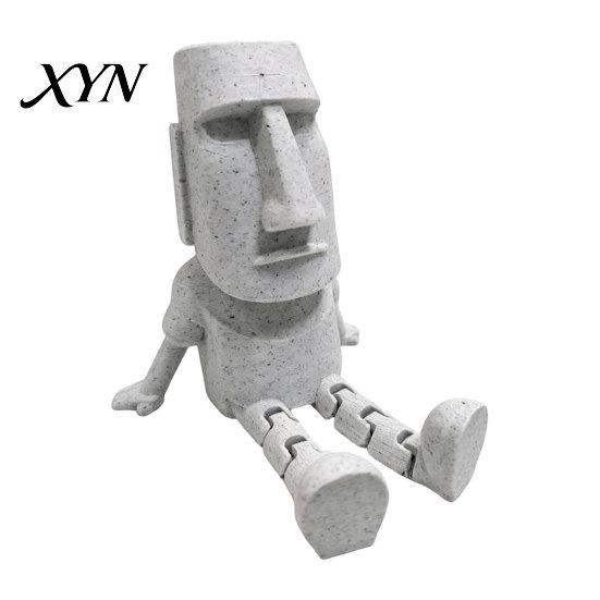 Creative Desktop Sculpture 3D Printed Moai Statue Action Figure, Movable Joints Articulated Easter Island Play Decoration Rock Sculpture, Mini