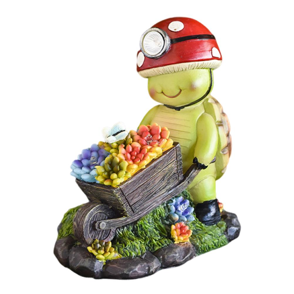 Resin Bee/Turtle Garden Statue W/Solar Light Figurine Ornament Solar Statues Decor for Outdoor Yard Garden