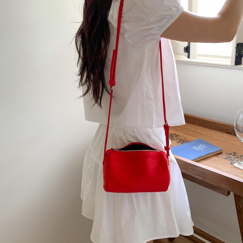 Suede Bag Autumn and Winter New Simple and Versatile Small Handbag Zipper Niche Shoulder Messenger Bag