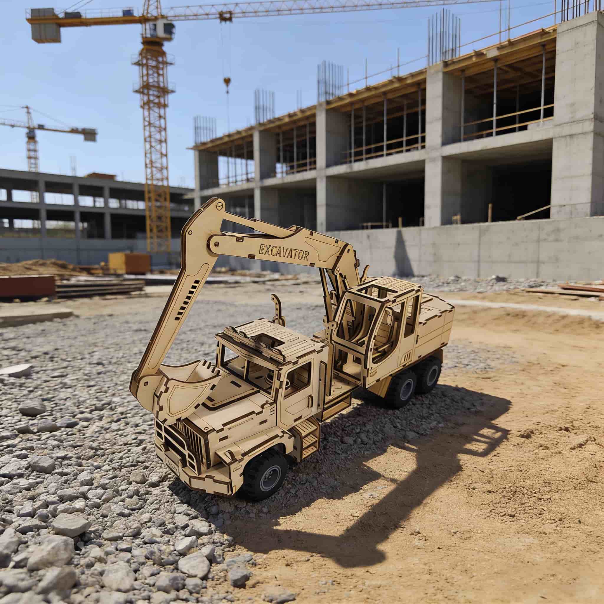 

1 Wooden 3D Puzzle Excavator DIY Wooden Assembly Model Creative Holiday Decor Present Ideal designed for Family Assembly белый