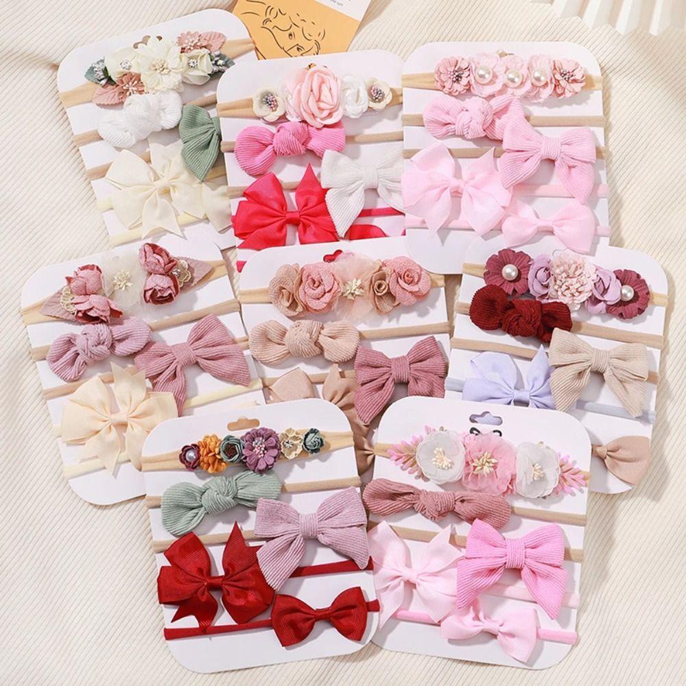 10Pcs Luxury Nylon Elastic Headband Flower Lace Hair Ties  for Baby Girl Infant Newborn Toddler