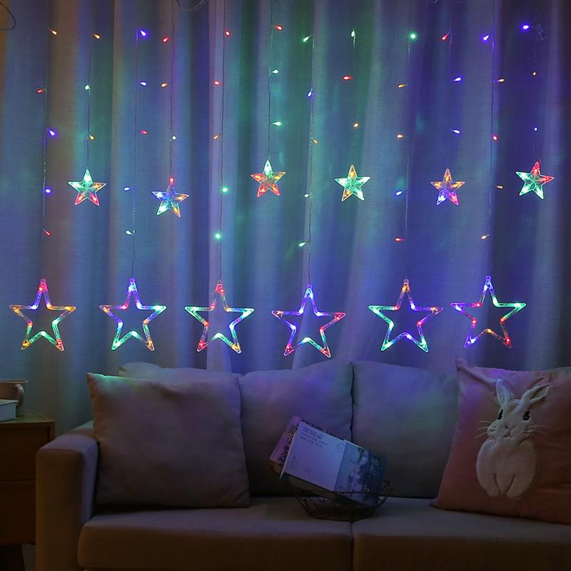 Funkelnder Stern Mond Lichtervorhang - Lichterkettennetz für Schlafzimmer & Kreative Dekoration