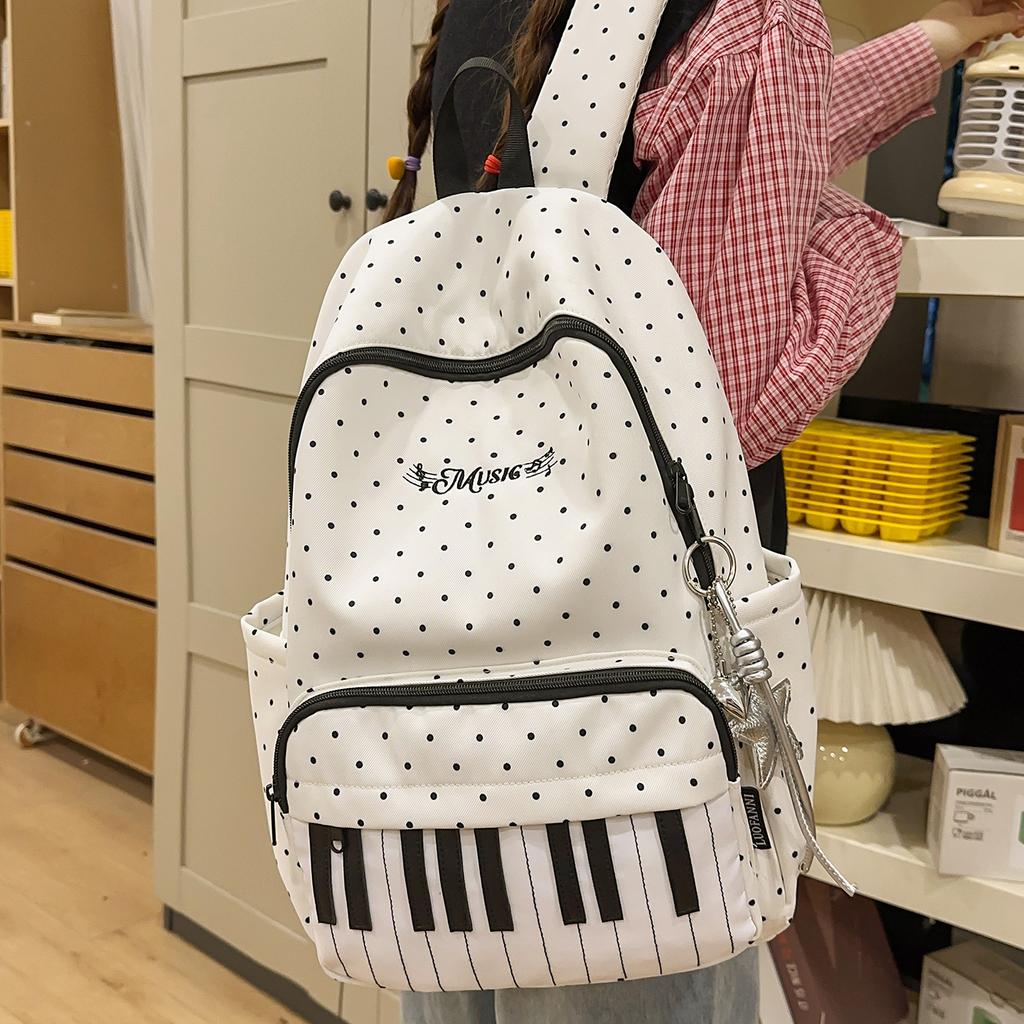 Sac à dos niche original touches de piano pois sac à dos étudiant fille sac à dos scolaire grande capacité polyvalent style universitaire sac à dos de voyage simple