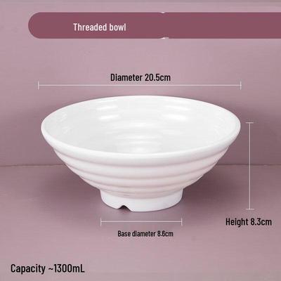 Zhi Shi White Melamine Threaded Bowl Set
