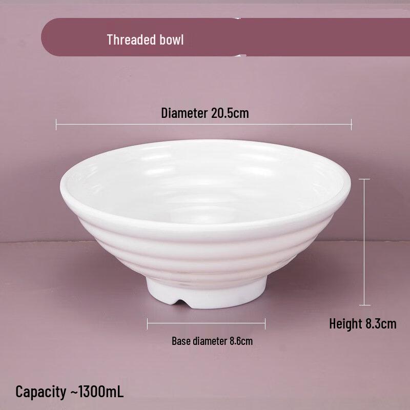 

Zhi Shi White Melamine Threaded Bowl Set