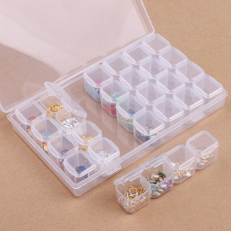 28 Compartment Adjustable Clear Plastic Storage Box For Jewelry Earrings Beads Screws Small Accessories Storage Box