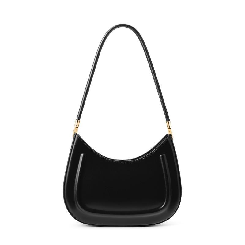 

Женская сумка-седло из коровьей кожи черная ручная новая сумка на плечо нишевая сумка-багет для通勤 премиальная кожа сумка под мышкой чёрный