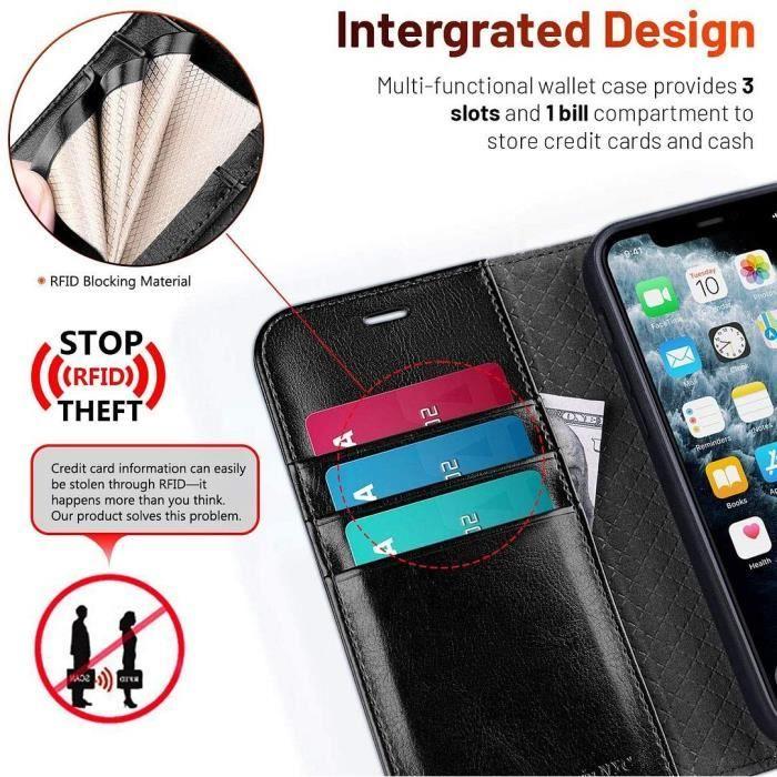 Coque rabat effet cuir noir pour iphone 13 mini (5.4'') proshop