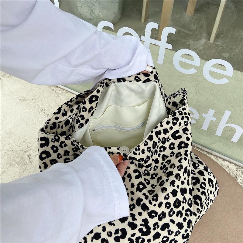 Leopard Print Canvas Crossbody Bag - Trendy, Large Capacity Women's Shoulder Bag