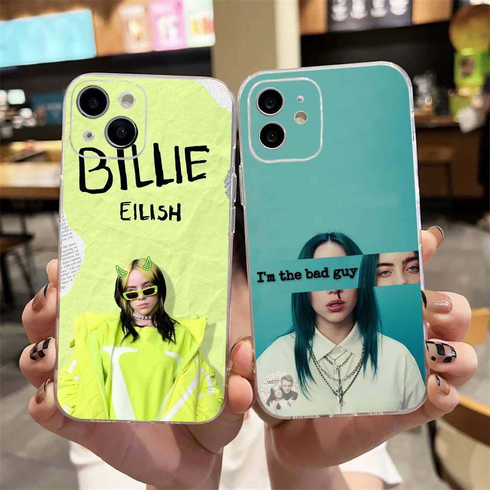 Singer B-Billie Eilish Phone Case For iPhone17,16,15,14,13,12,11 Plus,Pro Max Soft Transparent Cover
