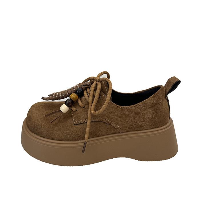 2025 fashion versatile platform single shoes women's new casual trendy shoes loafers women's comfortable spring and autumn beaded single shoes