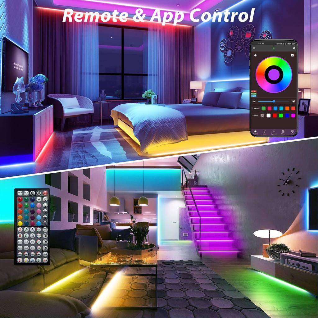 1-20M 5050 RGB LED Strip Lights Bluetooth WiFi App IR Remote Control Flexible Tape Light For Bedroom Decoration