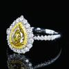 SACE GEMS Classic Water Droplets Shape Luxury Yellow Zircon Ring Ladies Jewelry Wedding Promise Party Gift